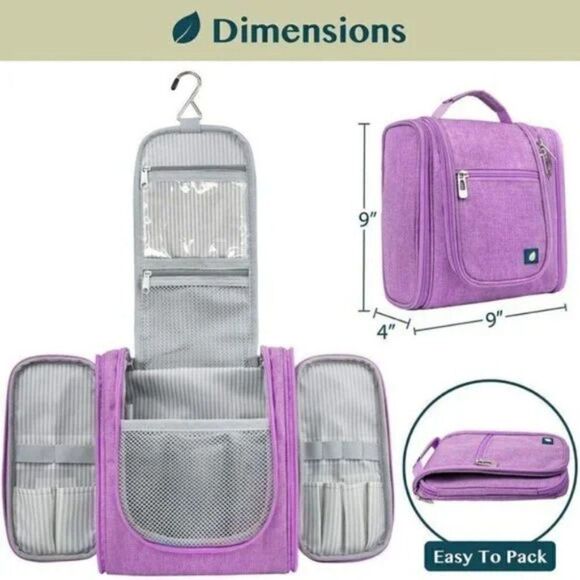 NEW TRAVEL Toiletry Bag Women Men Cosmetics Makeup Organizer Kit, Purple - Picture 1 of 7